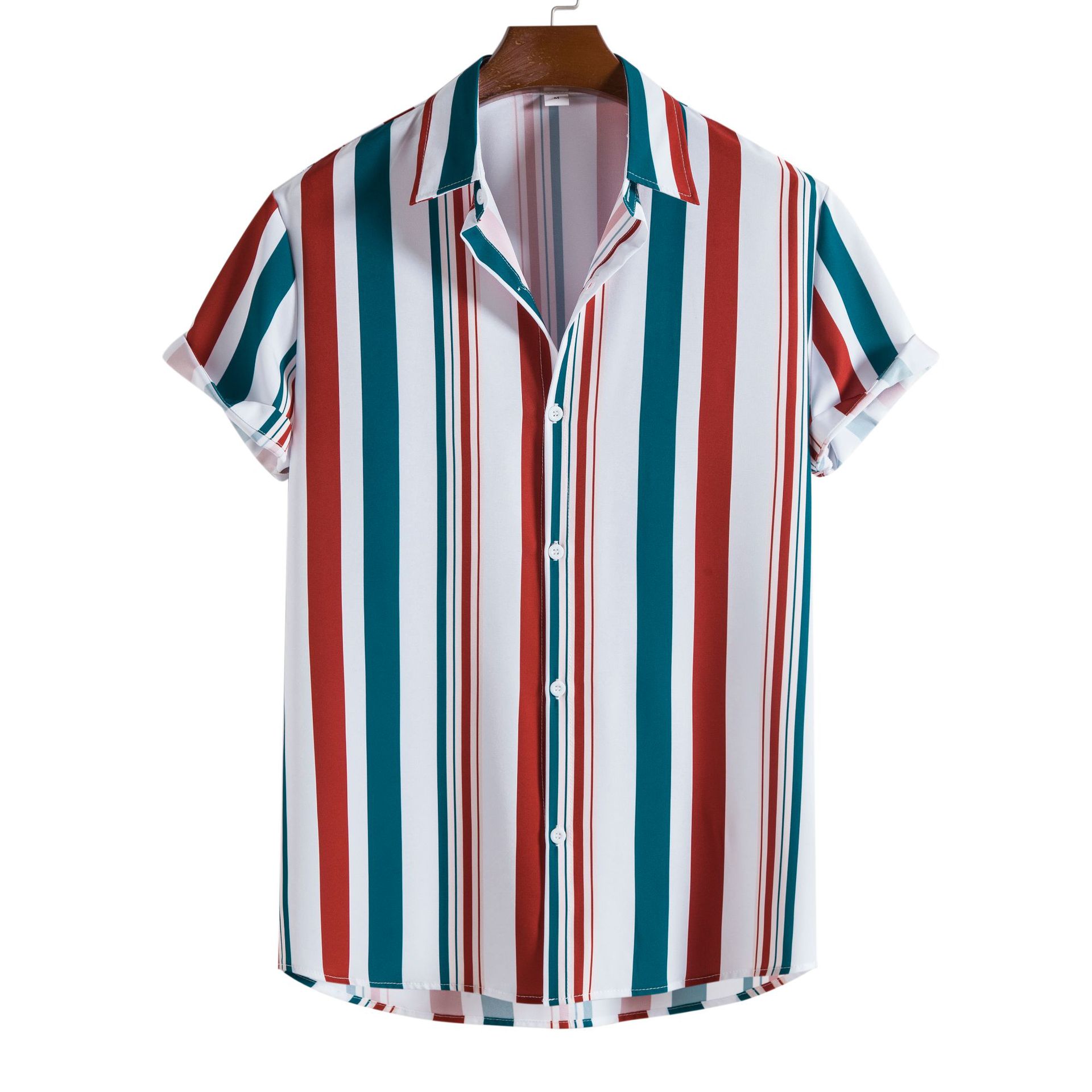 Title 9, Mens striped casual shirt with digital printin...