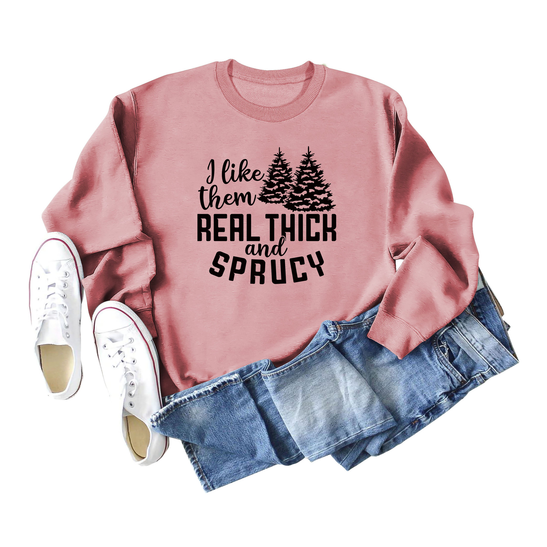 I Like Their Thick Ladies' Long Sleeved Sweater Rose Gold - Shop at LoveMi