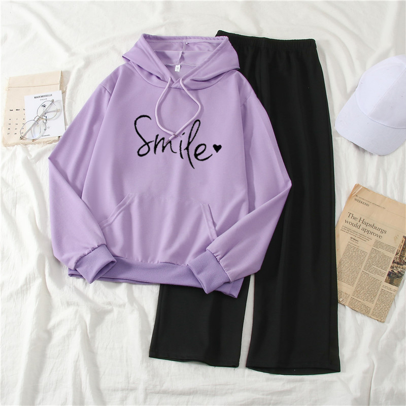 Two-piece Autumn New Hooded Wide-leg Pants