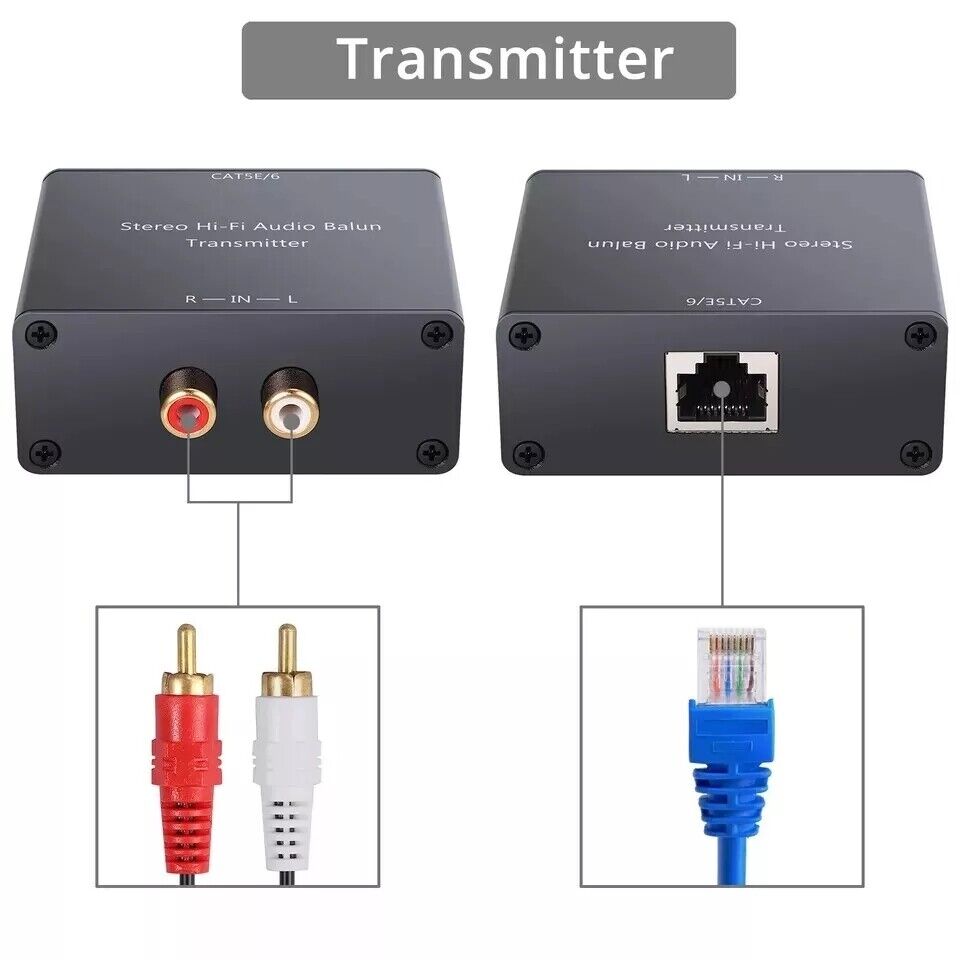 RCA Analog Audio Extender 2-CH Stereo Over Cat5e-Cat 6 For Hi-Fi Amplifiers — image 5