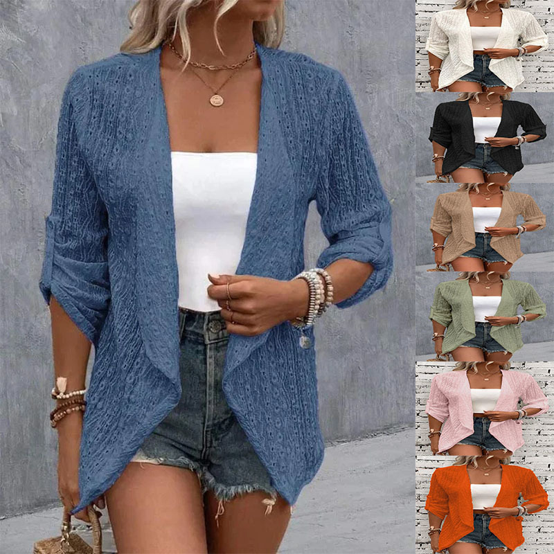 Title 2, Fashion Solid Color Casual Cardigan