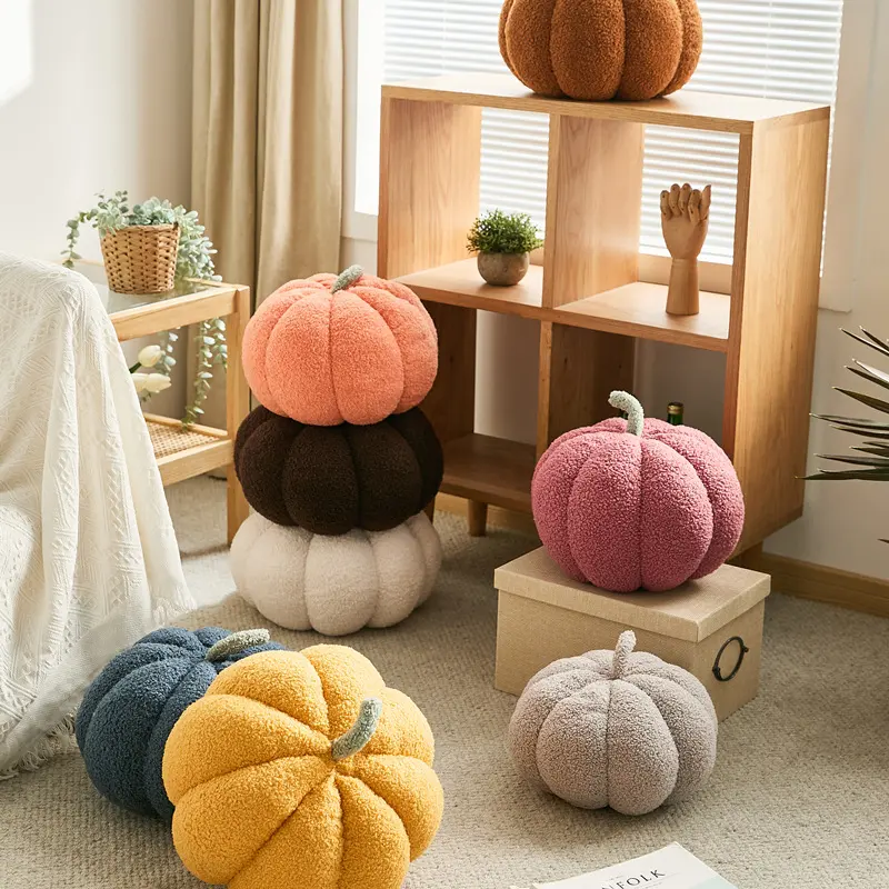 Nordic Pumpkin Round Pillow Plush Knitted Yarn