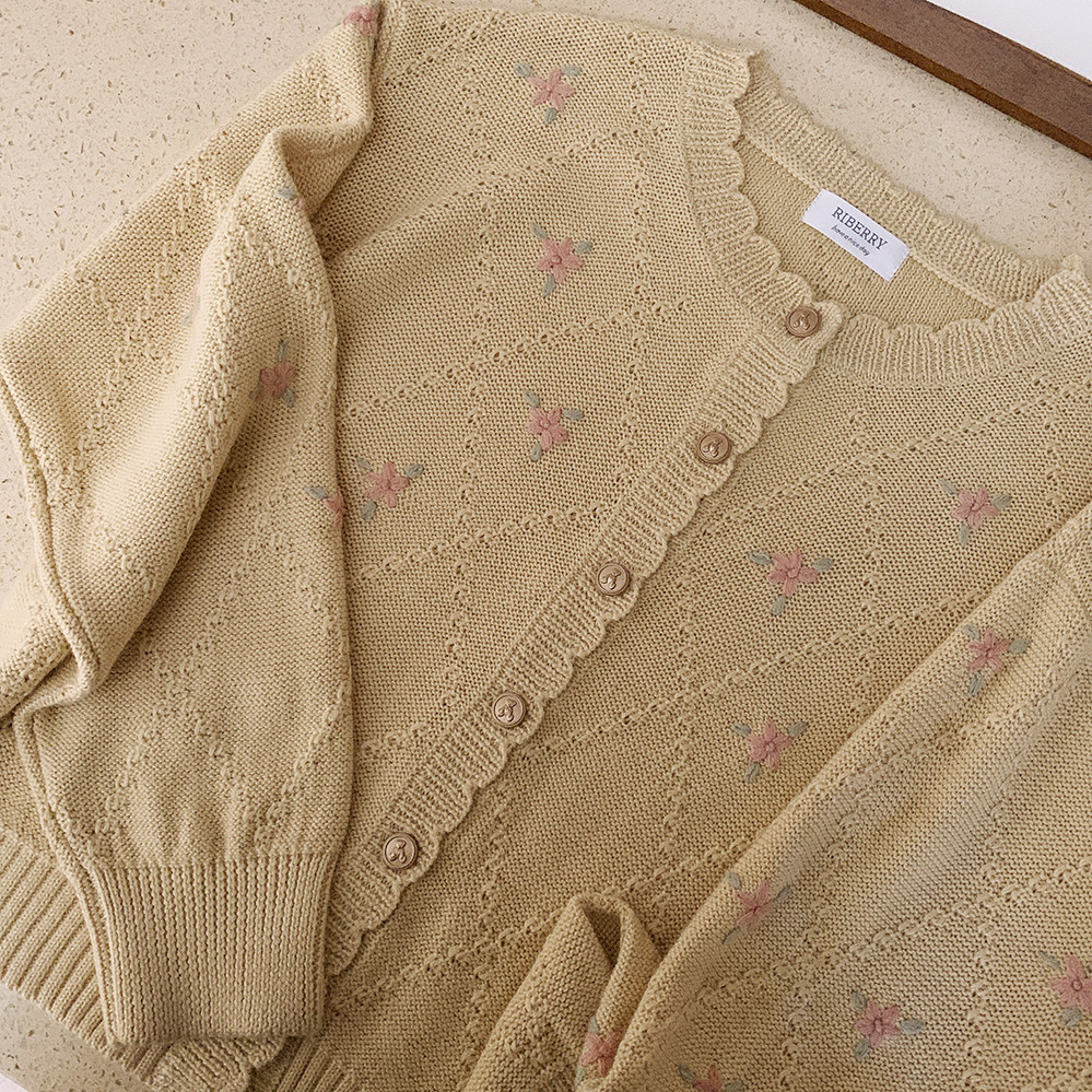 Handmade Vintage Embroidered Floral Wool Cardigan