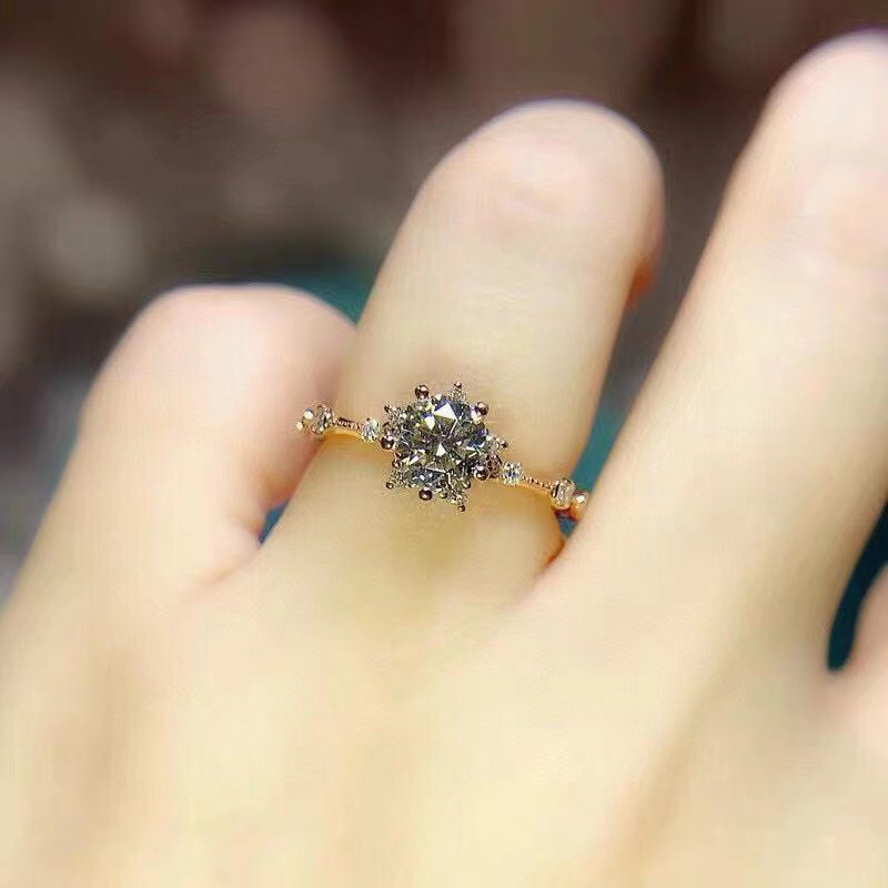 Diamond Luxury Snowflake Starry Rose Gold Ring