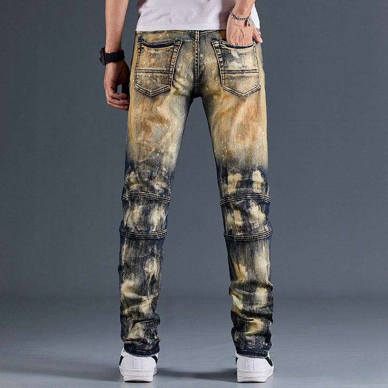 Fashion Craft Draping Biker Denim Trousers