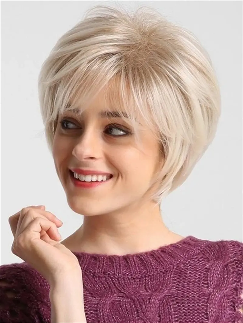 Wig Fashionable Light Blonde Short Straight Hair