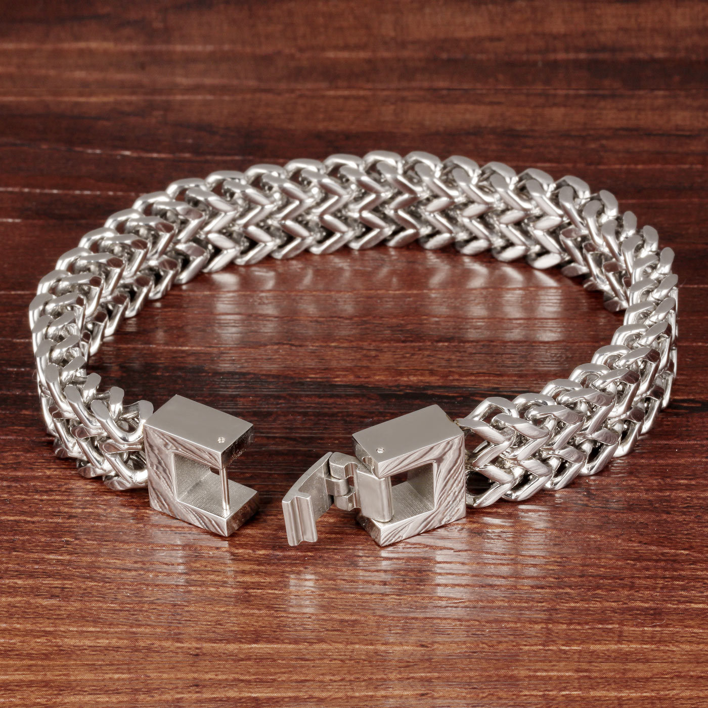 Square Fish Scale Men's Titanium Steel Bracelet