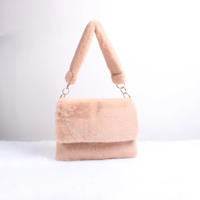 Plush Bag Women Autumn And Winter One shoulder Handbag Pink - Shop at LoveMi