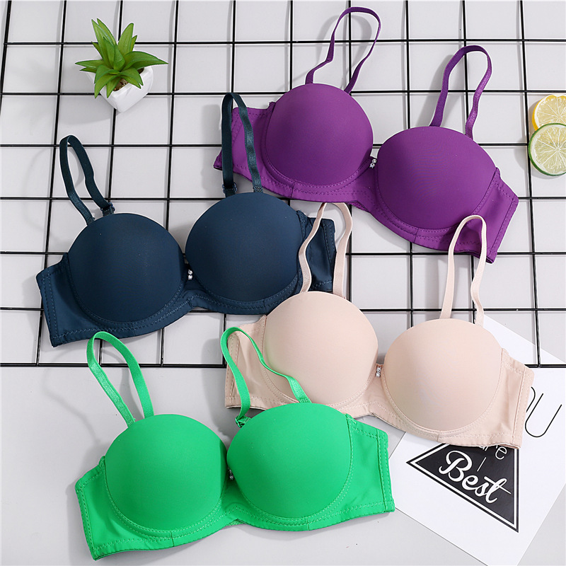 Title 18, Thick cup gathering half cup glossy girls bra. ...