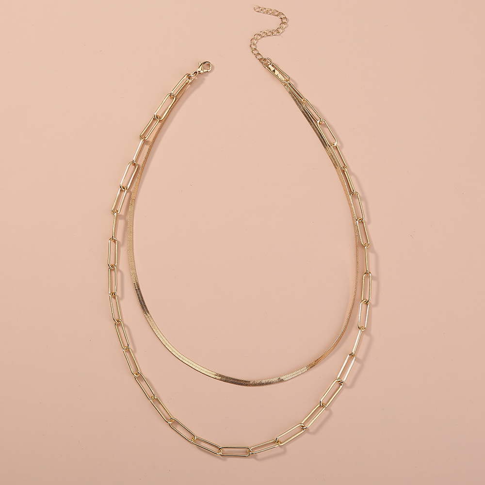 Hip-hop Street photo accessories, simple personality with gold chain fashion multi-layer necklace