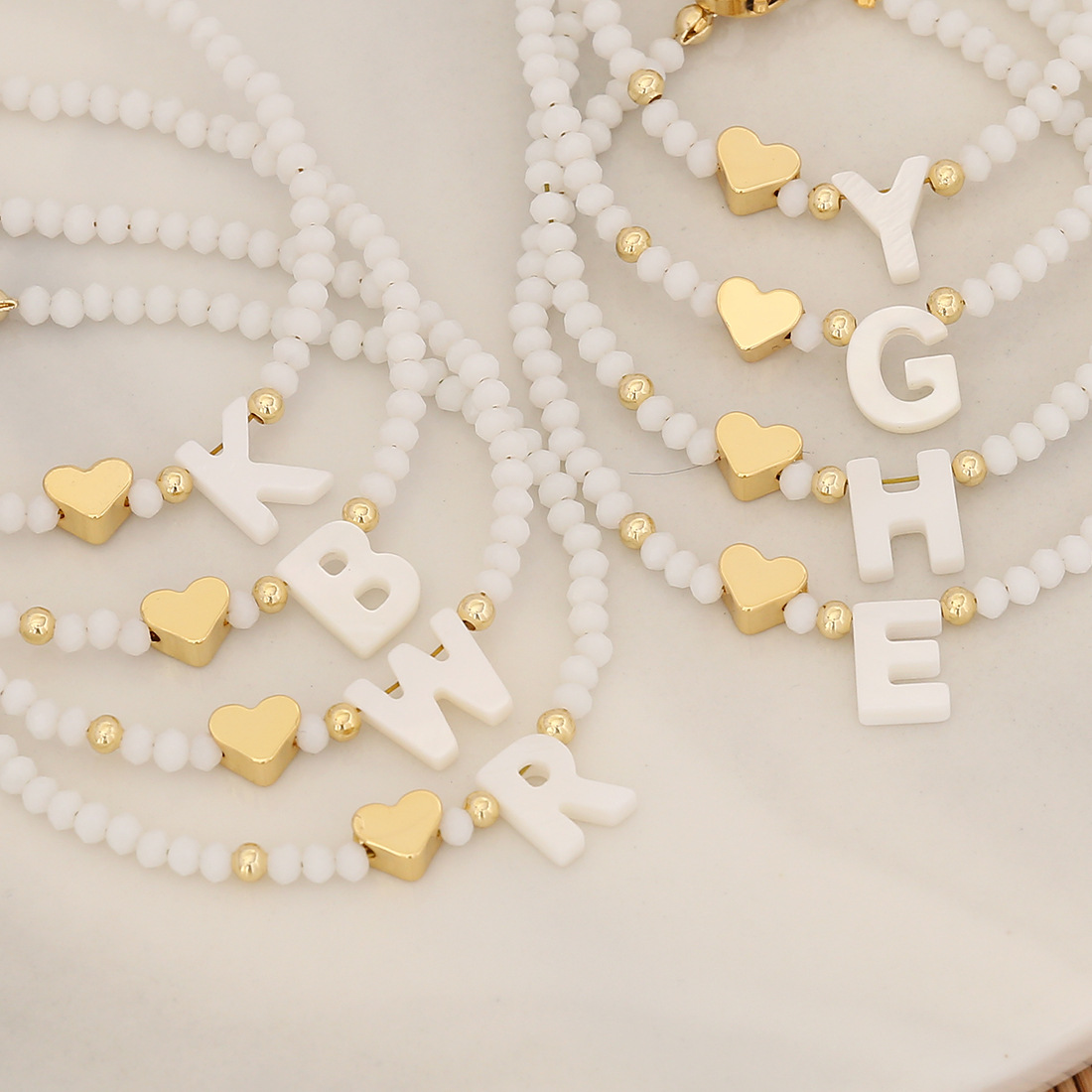 26 букв белый браслет из бисера женский металлический браслет Love Design ювелирные изделия
