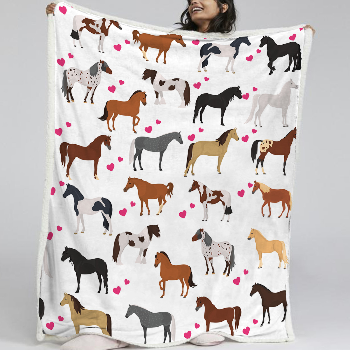 1 Pc Of High Weight Soft And Warm Pet Themed Lamb Wool Blanket With A Combination Of Red Heart And Horse, Versatile Sofa, Good Companion, Office Nap Blanket, Also Suitable For Camping — foto 6