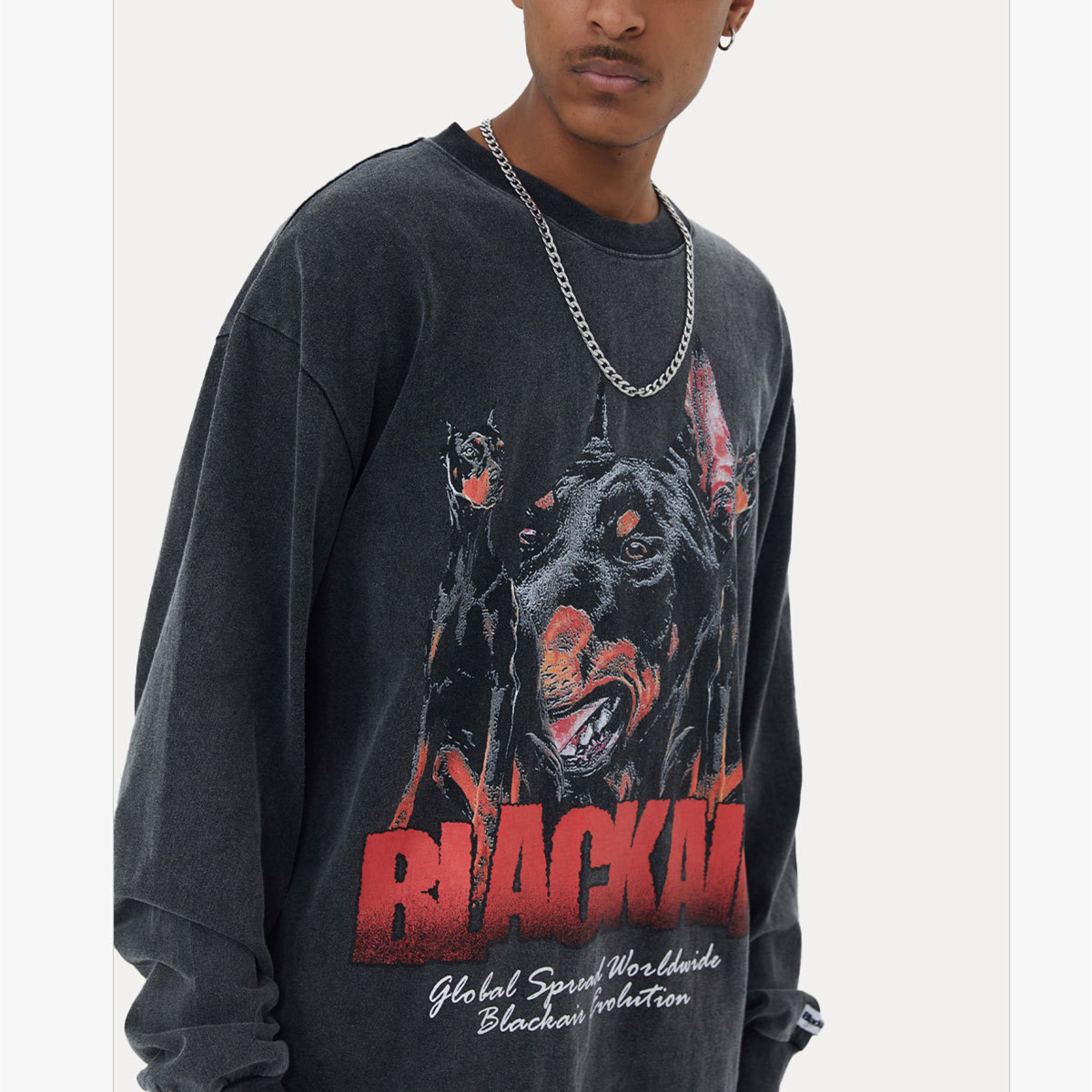 Washed And Distressed Couples Long-sleeved T-shirt