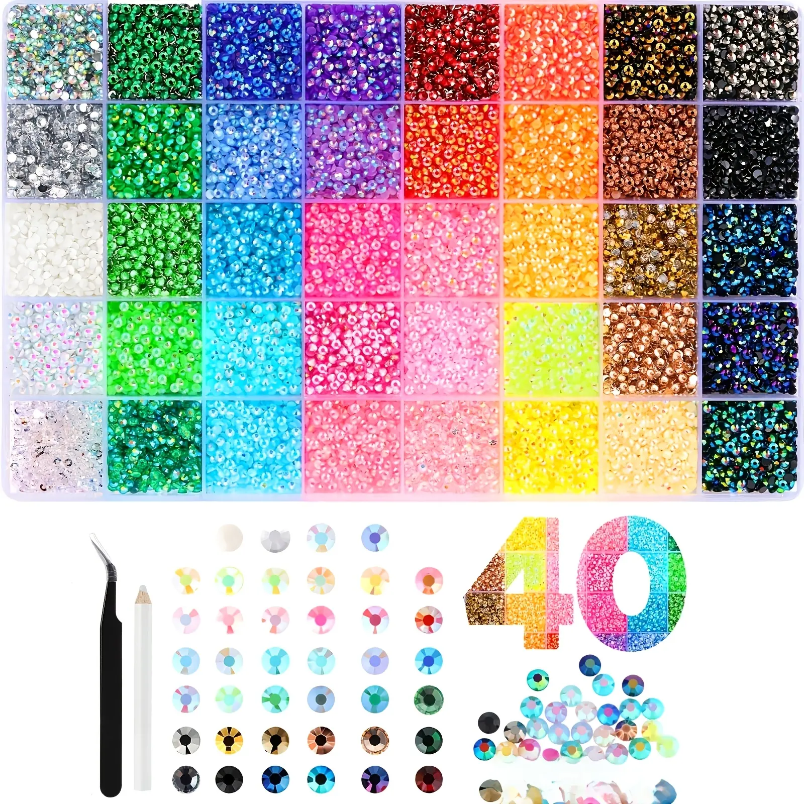 Upgraded Resin Jelly Rhinestone Decor Set, 40