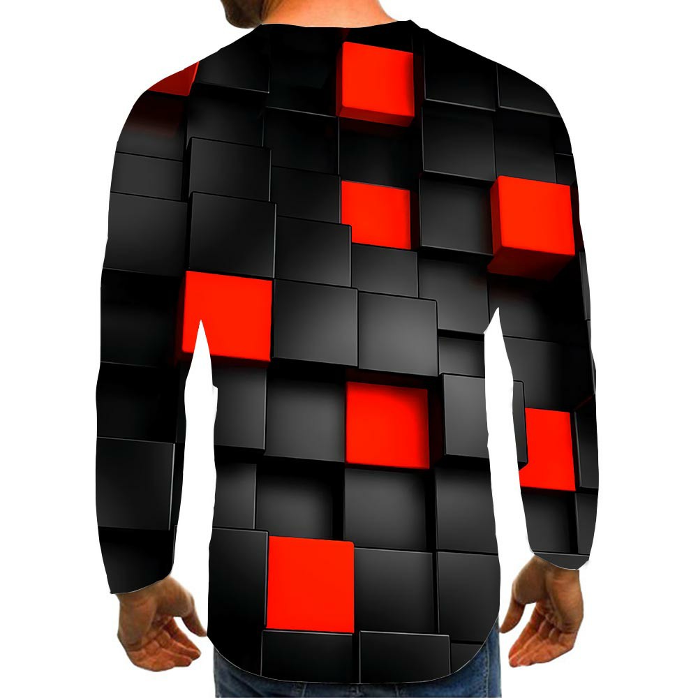 Title 4, Square Mens Long Sleeve T-Shirt with 3D Digita...