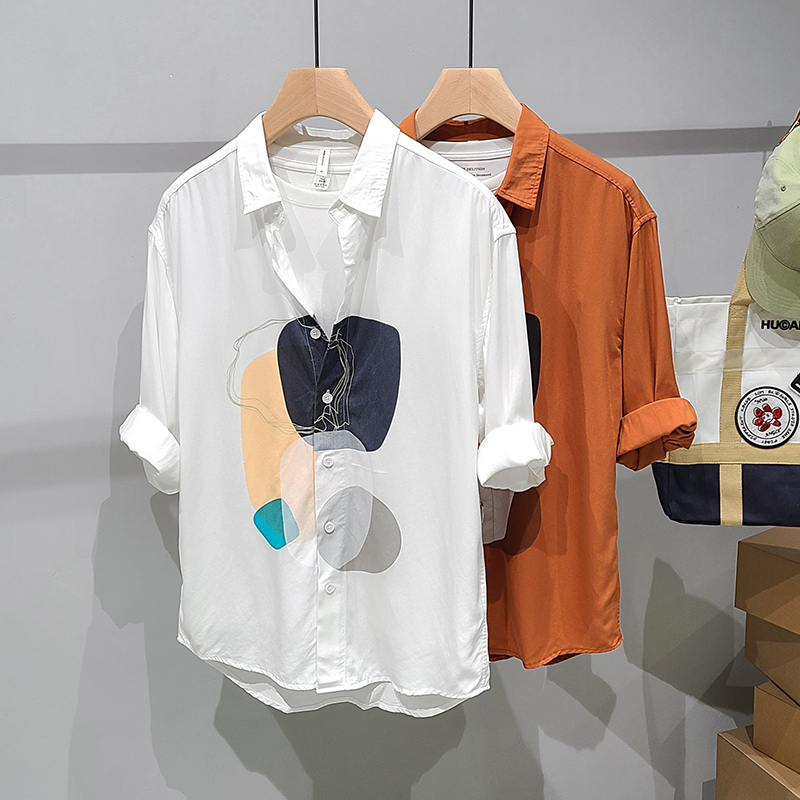 Men's Fashion Casual Lapel Print Shirt