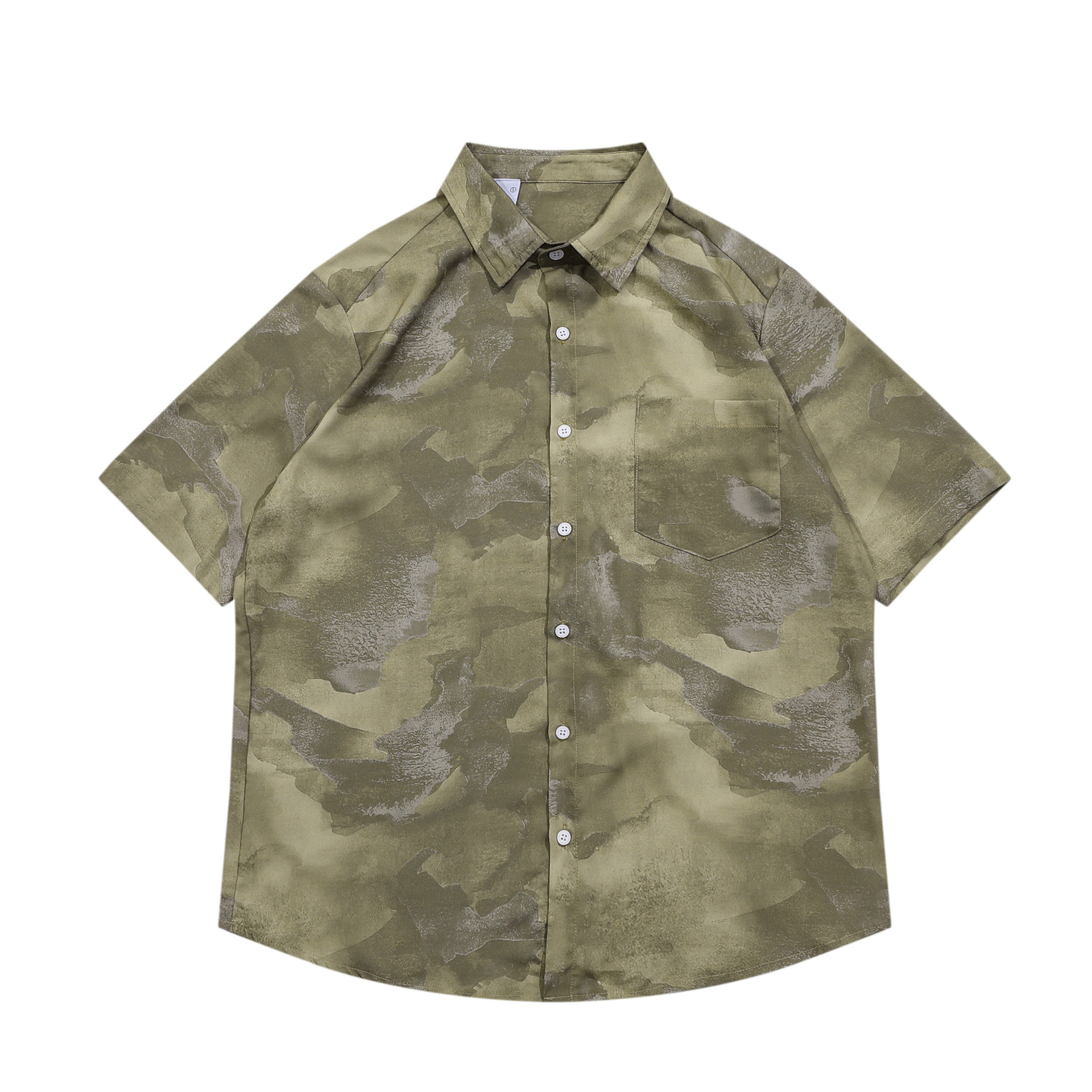 Title 1, Geploeterd donkergroen camouflage tie-dye overh...