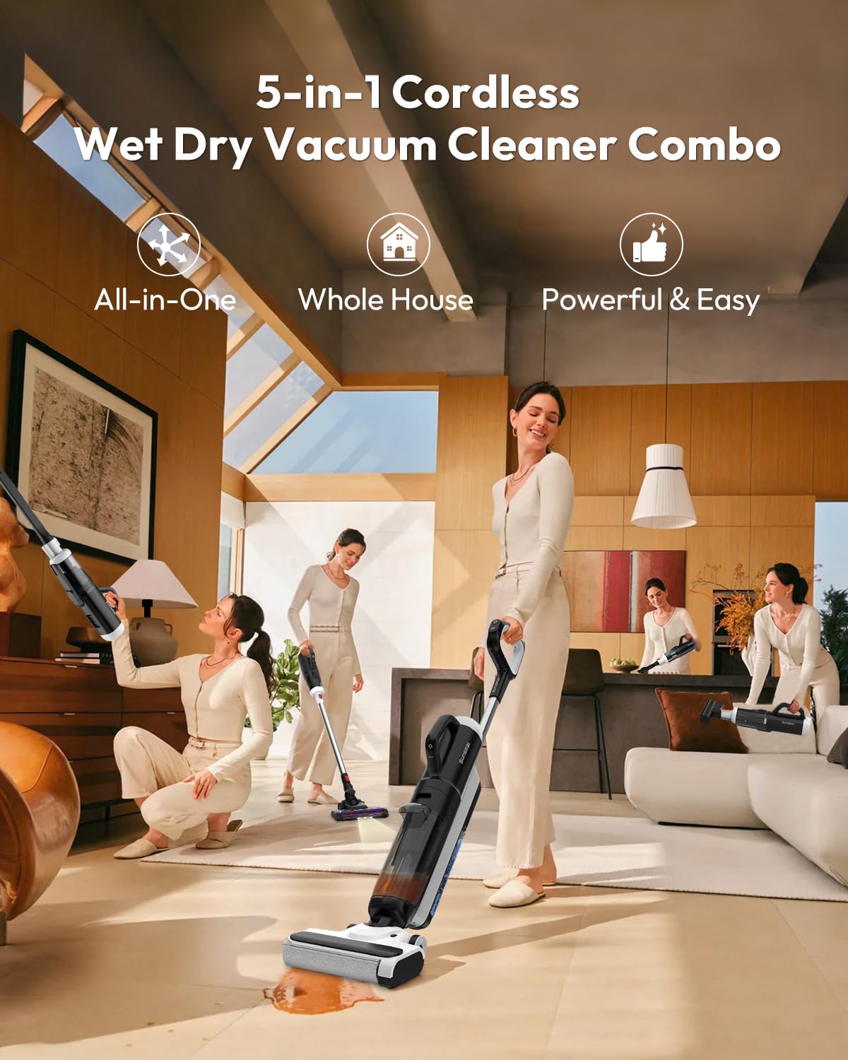 Sunsmai,Wet Dry Vacuum Cleaner,Boost-Assisted Vacuum Mop,Equipped With Self-Cleaning System,Detachable Handheld Brush Head, Crevice Cleaning, And Fabric Dusting, Apartment Essentials
