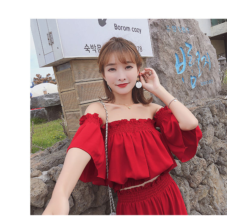 Title 5, Net Red Two-piece Suit Retro Word Laky Shoulder