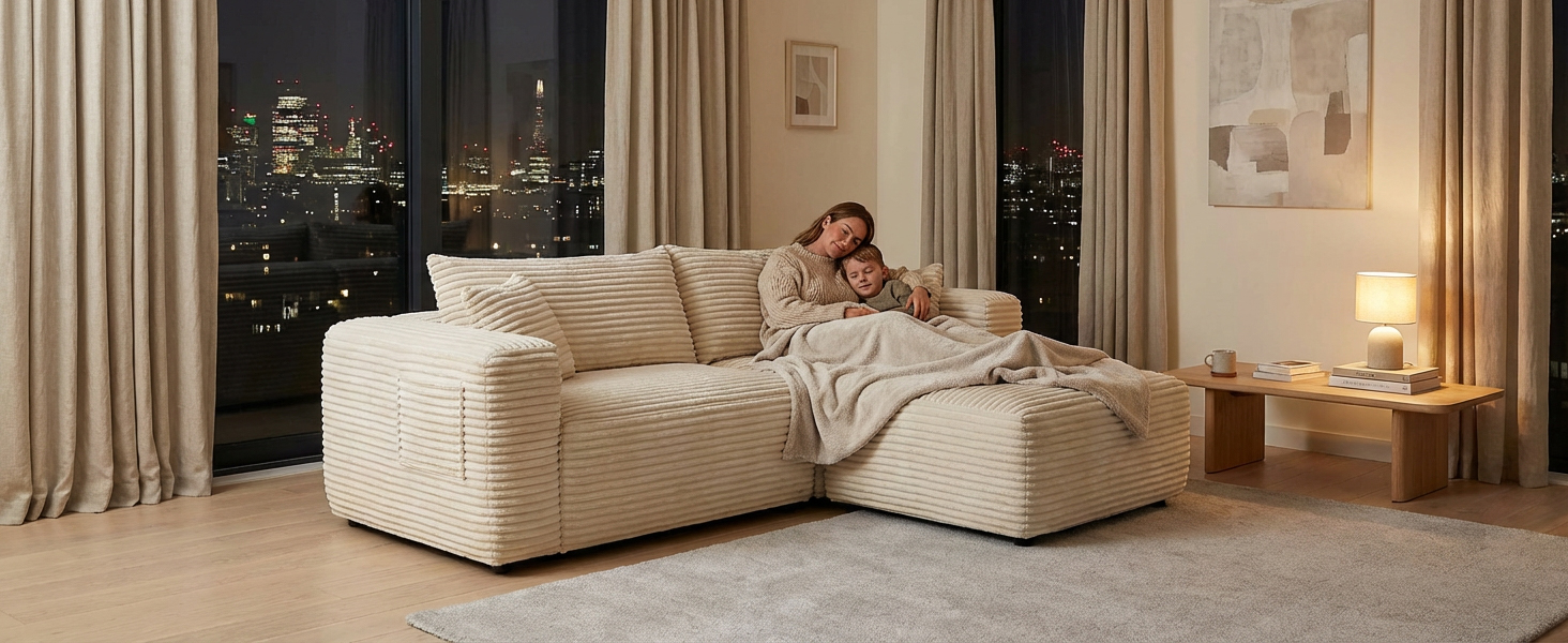 YM3116250005811& YM3116250006111 Combination Products Are Not Sold Sep-L Shape Modular Sectional Couch Spacious Comfortable 2 Seater Sofa With Pillows For Living Room Office No Assembly Required Beig