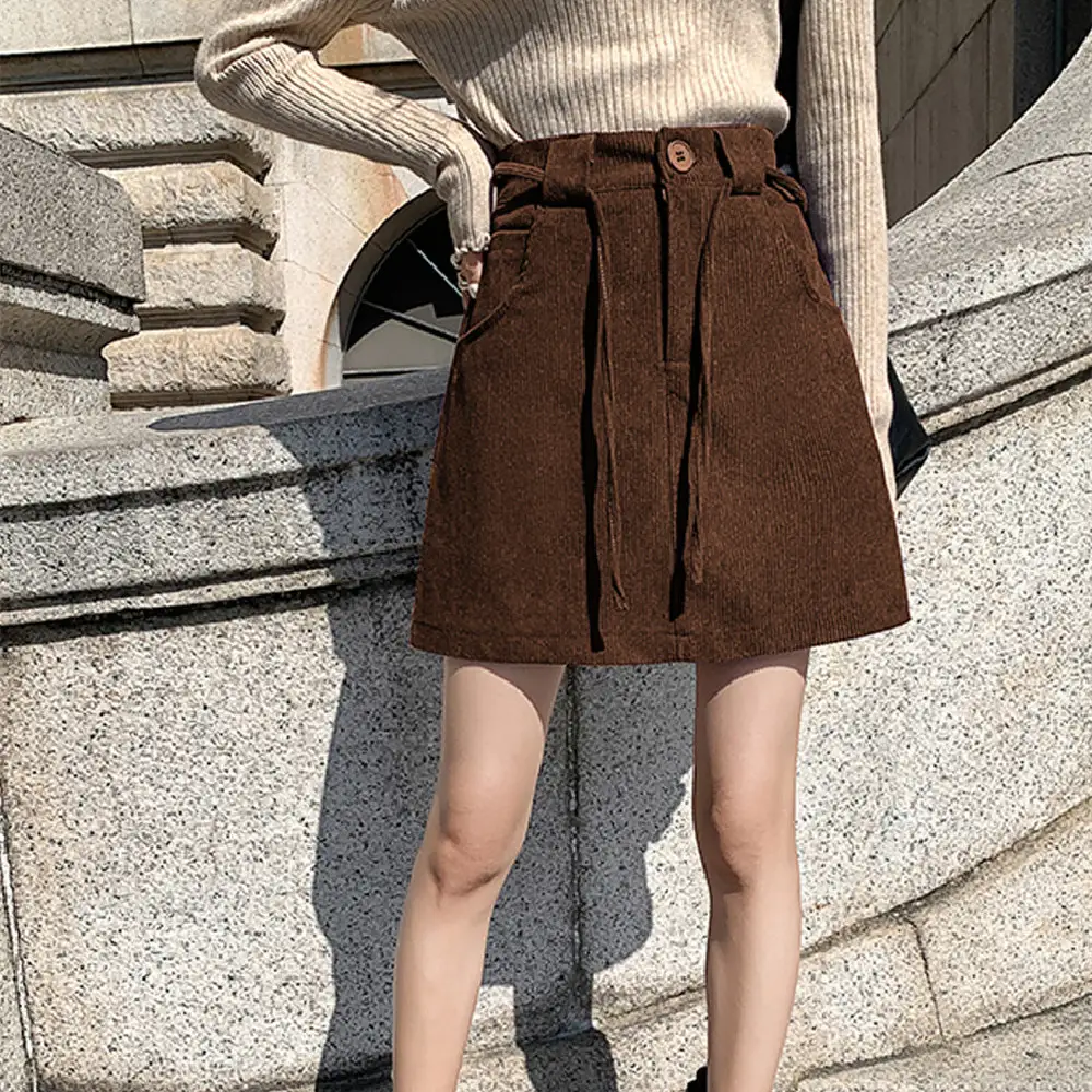 Women's Fashion Purple Corduroy Skirt
