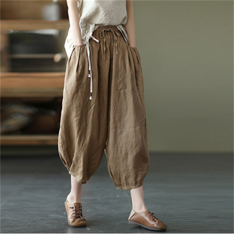 Title 2, Summer Loose Plus Size Cotton And Linen Harem P...