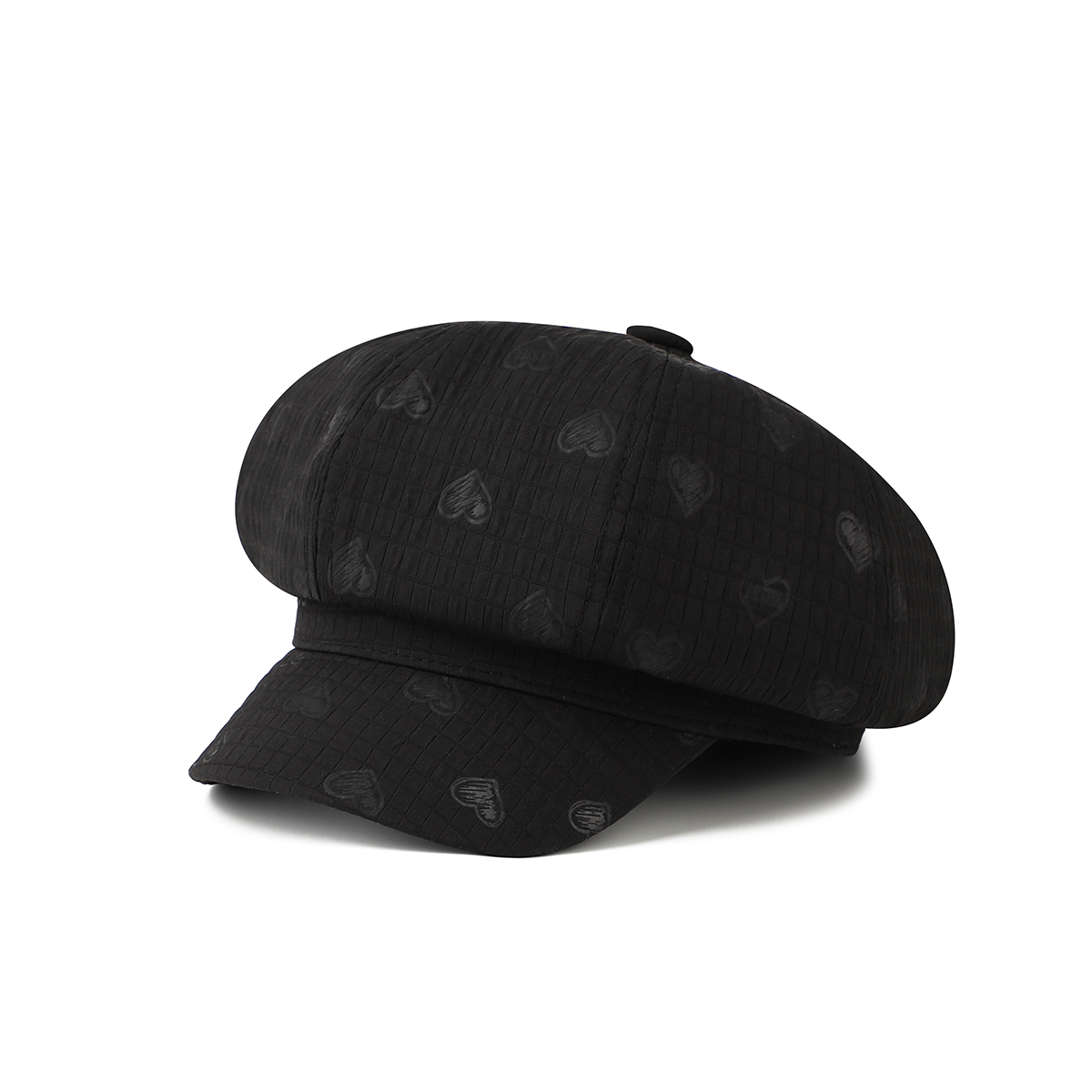 Korean Version Soft Texture Textured Heart-shaped Brimmed Octagonal Hat With Small Patterned Pleated Lightweight Painter's Hat Suitable For Outdoor Photography