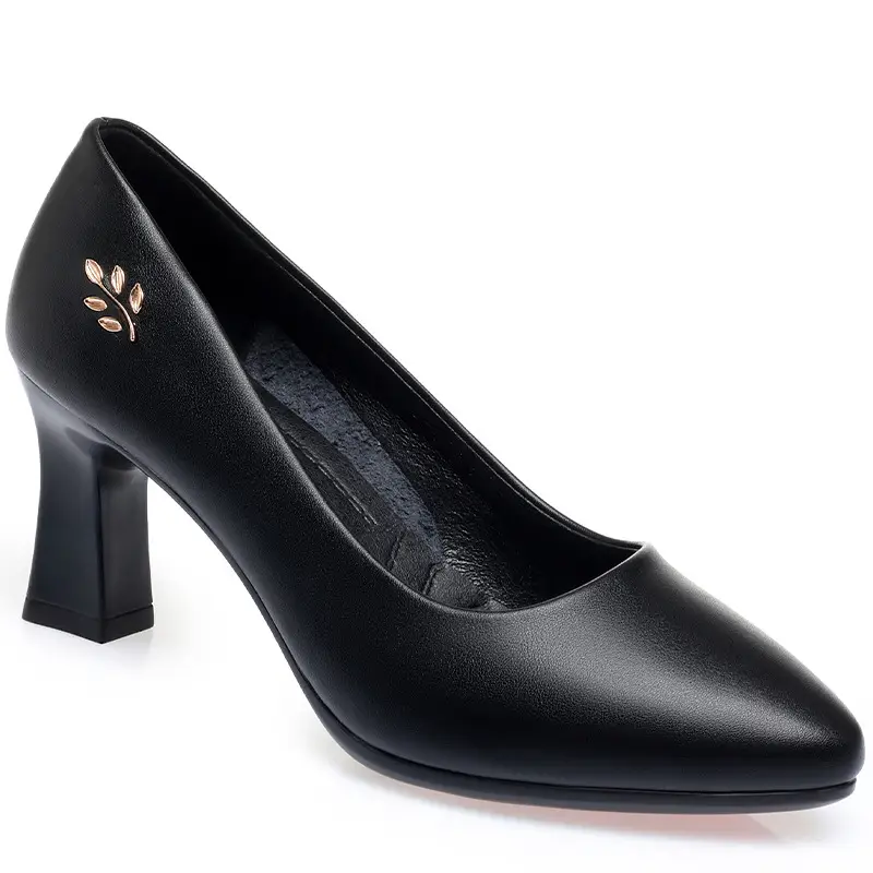 Soft Leather Soft Sole Middle-aged Women's High-heeled Leather Shoes