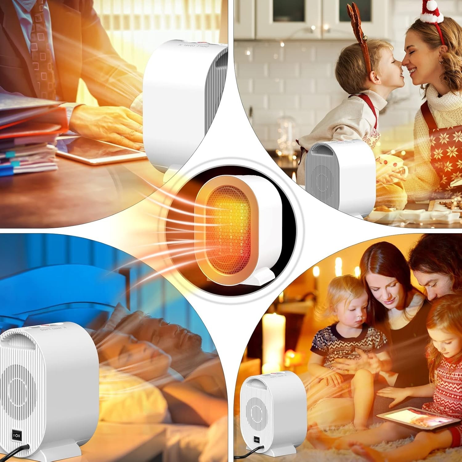 White 1200W Electric Space Heater Low Energy Ceramic Fast Heating Fan Portable — image 8