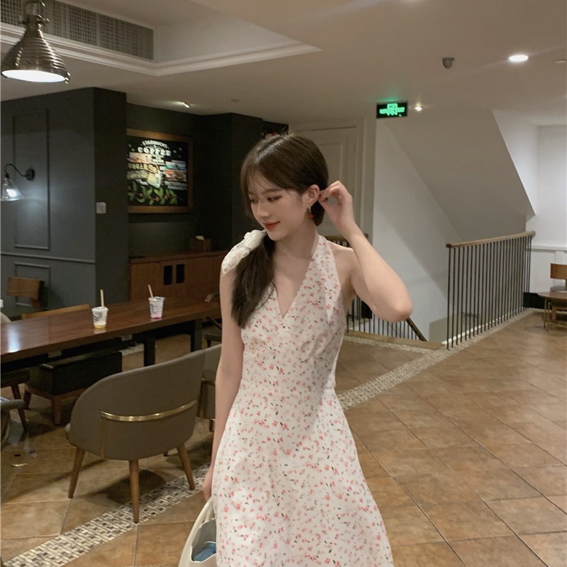 Fashion Ladies Halter Neck Strap Dress