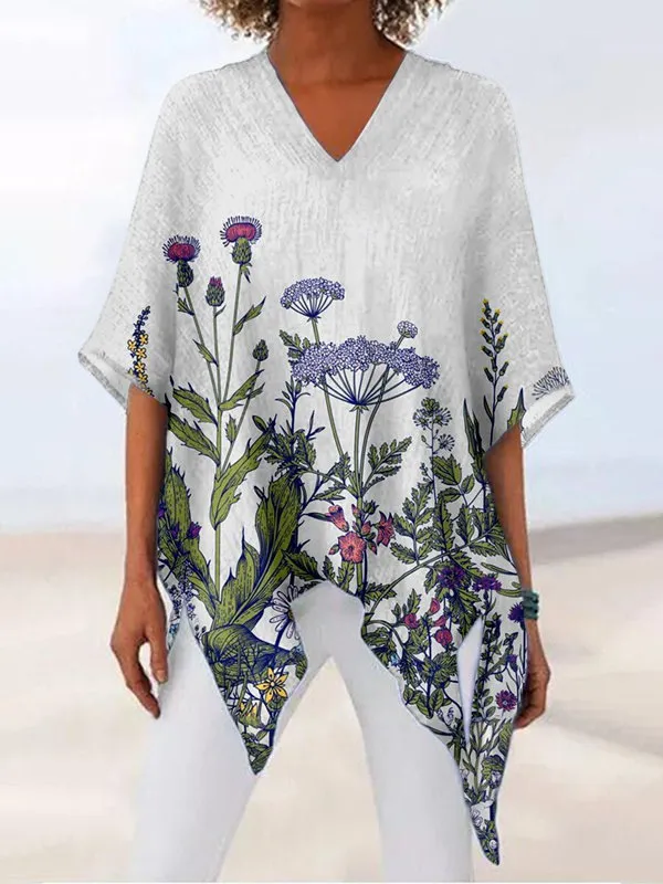 V neck Printed Long sleeved Commuter T shirt Green - Shop at LoveMi