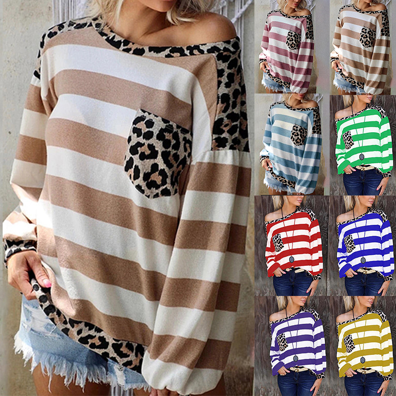 Title 10, Striped Printed Long Sleeve Loose Ladies Top