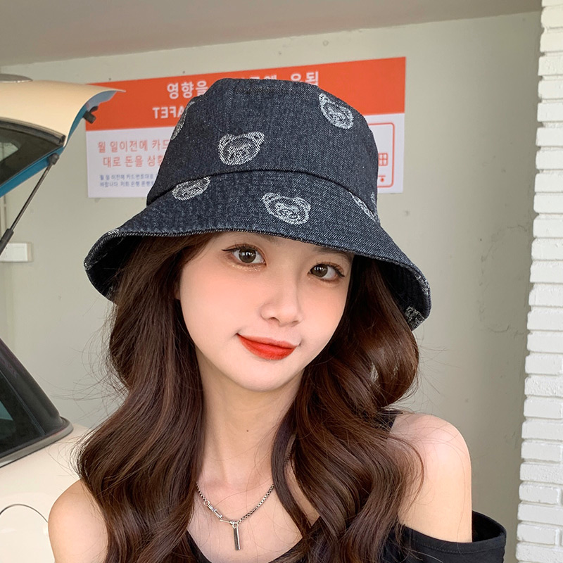 Denim Fisherman Hat Spring Bear Fashion Student Korean Style Sunshade