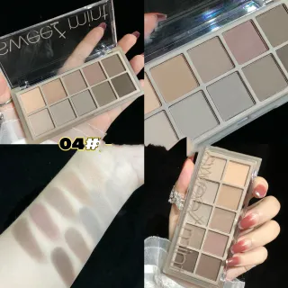 10Shades Of Eyeshadow Pearly Matte Earth Lasting Palette - 4Grain Oatmeal