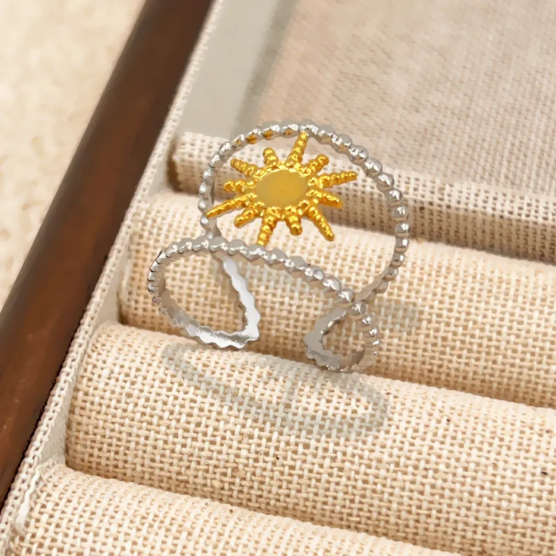 Women INS Minimalist Contrast Color Stainless Steel Ring