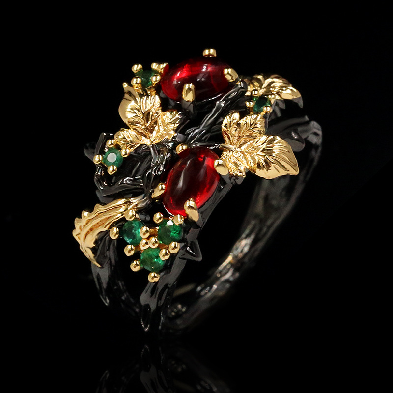 Trendy Colorful Flower Angel Two Tone Ring For Women Fashion Cross Border Jewelry thumbnail 2