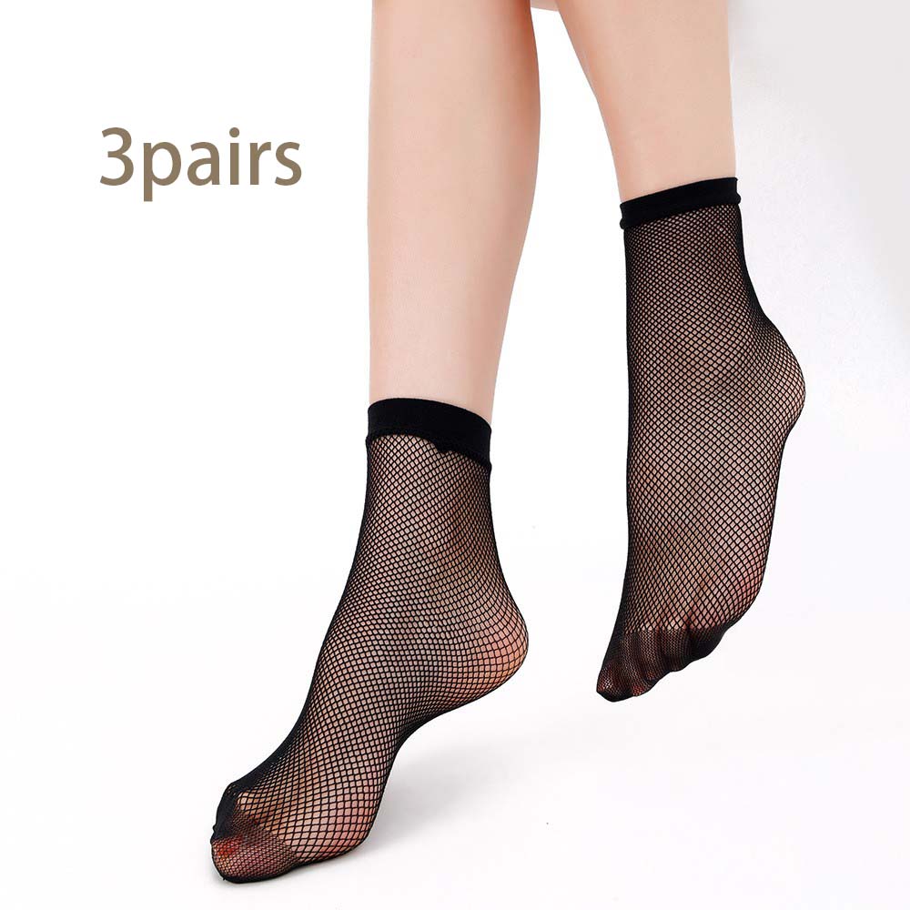 3pairs Solid Color Calf Socks For Women In Summer, Thin And Airy Short Socks