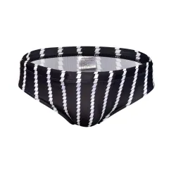Low Rise Tight Vertical Stripes Beach Training Competition Swimsuit - Black - View 1