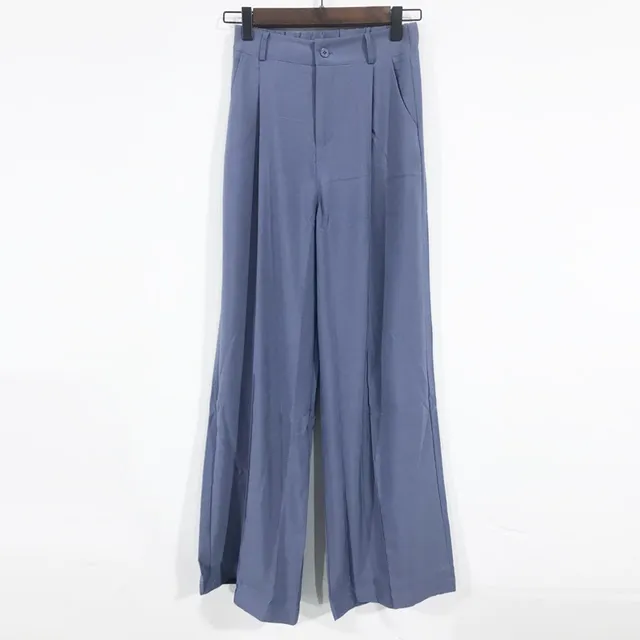 Autumn Wide Leg Pants Women Elastic Waist Pants El Blue - Shop at LoveMi