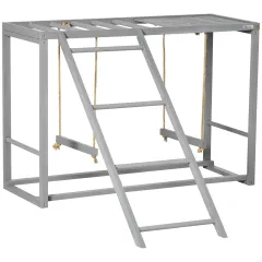 Chicken Activity Game With Swing Set For 3-4 Birds, Wooden Chicken Coop Accessory With Multiple Chicken Perches And Hen Ladder Grey - Argent - View 1