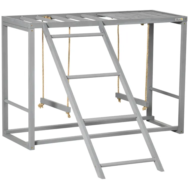 Chicken Activity Game With Swing Set For 3 4 Birds, Wooden Chicken Coop Accessory With Multiple Chicken Perches And Hen Ladder Grey Argent - Shop at LoveMi