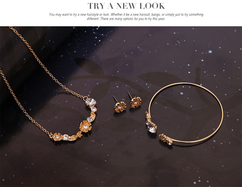 Alloy Jewelry Three-piece Necklace Earrings Bracelets