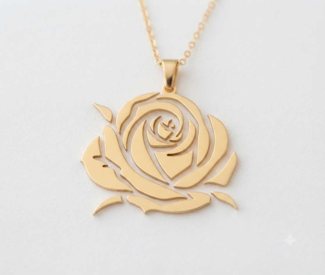 Custom Rose Name Necklace 24K Gold Plated Silver Personalized Gift — view 3