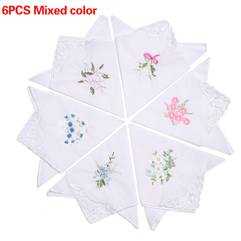 6 Pack Ladies Handkerchiefs Pure Cotton Plain White With Satin Stripe Border — image 9