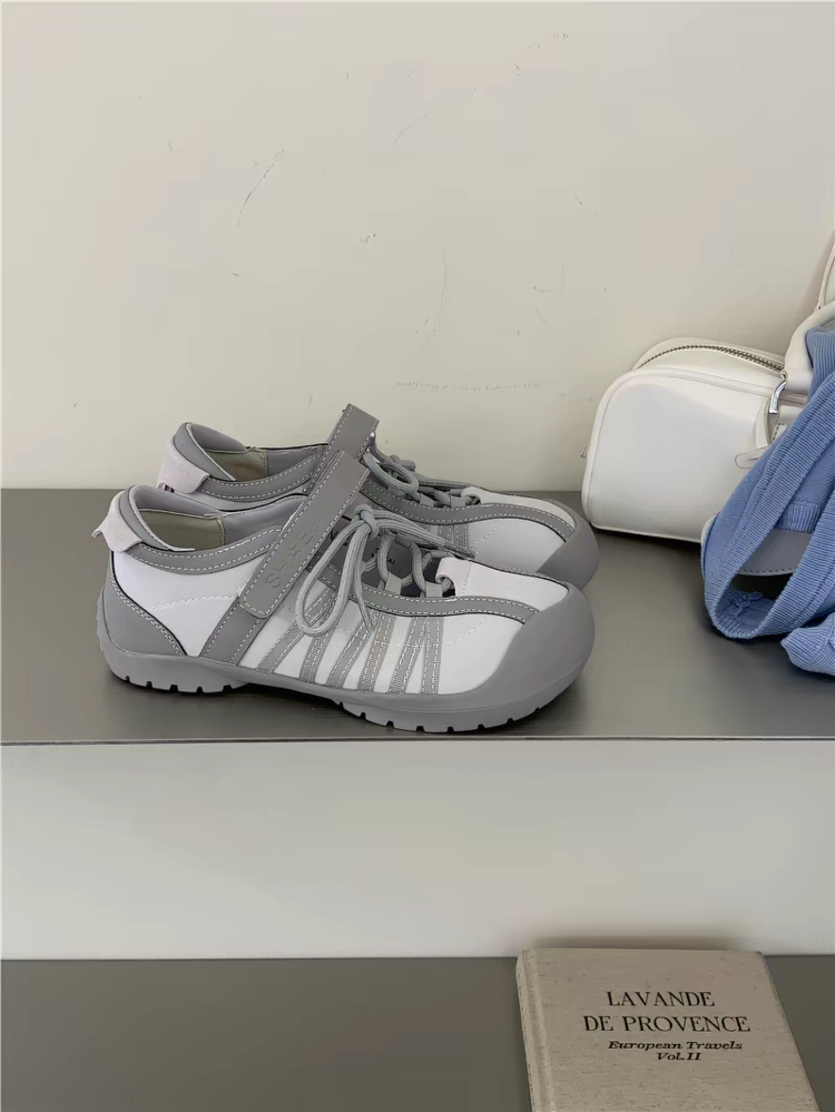 Ugly-Cute Platform Big Head German Army Trainers Women, 2026 Summer New Arrival Cutout Breathable Hook And Loop Fastener Casual Athletic Chunky Sneakers