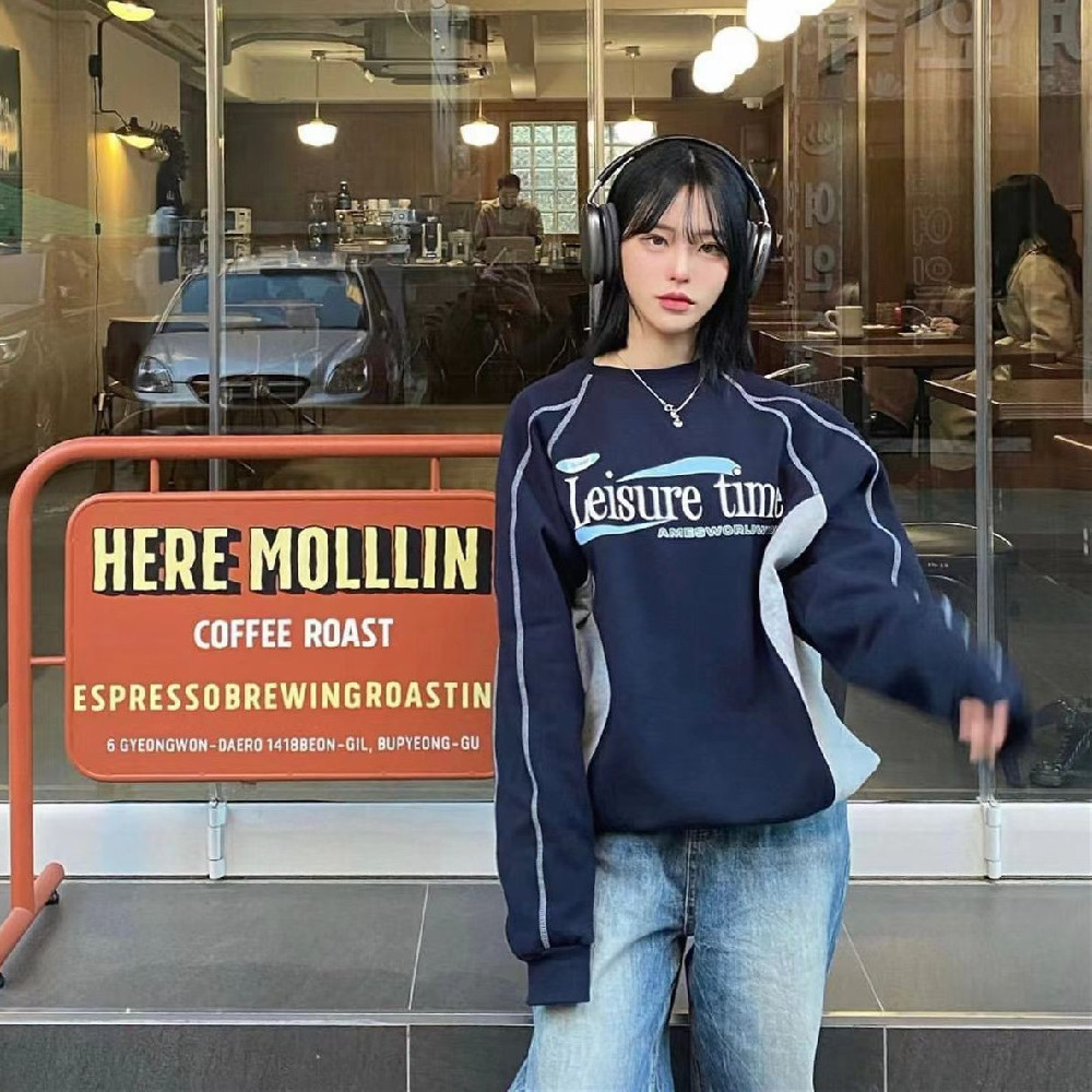 Printed Letter Patchwork Women's Sweater