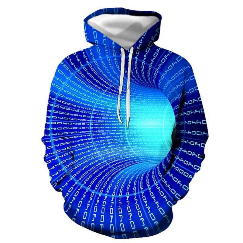 Title 6, 3d Plus Size Swirl Print Long-sleeved Hoodie Me...