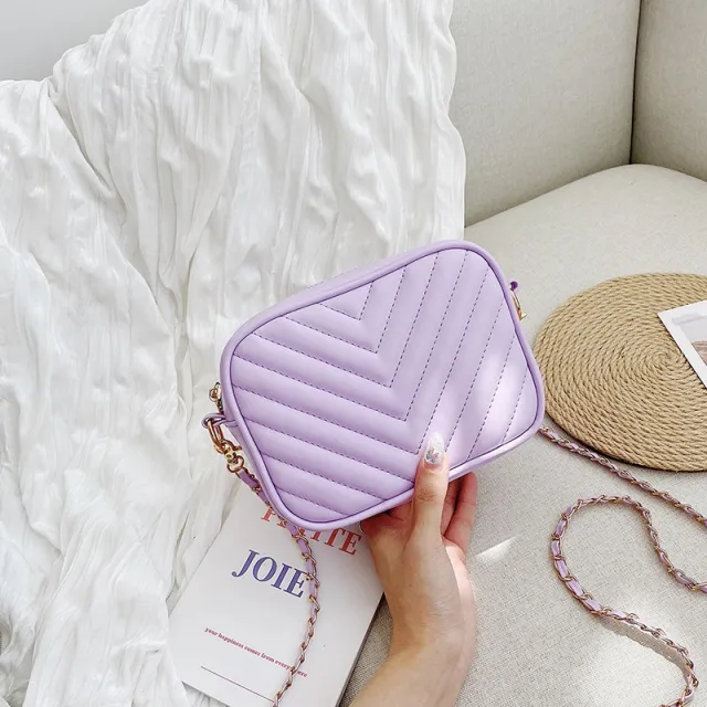 Women's Retro Solid Color Foreign Style Small Square Bag Purple - Shop at LoveMi