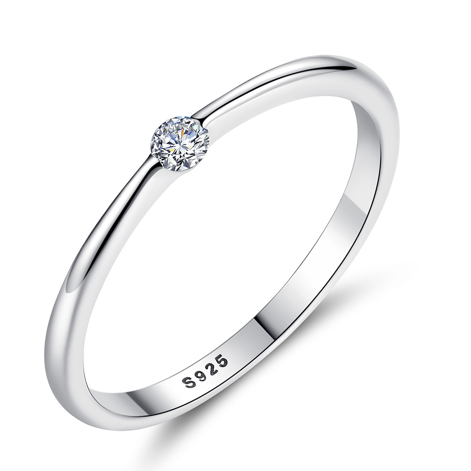 Fashion Simple Single Diamond S925 Silver Ring