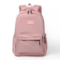 Fashion Oxford Backpack Waterproof Large Capacity Junior High School Students Schoolbag Girls Solid Campus Travel Bags Women - Pink - View 1